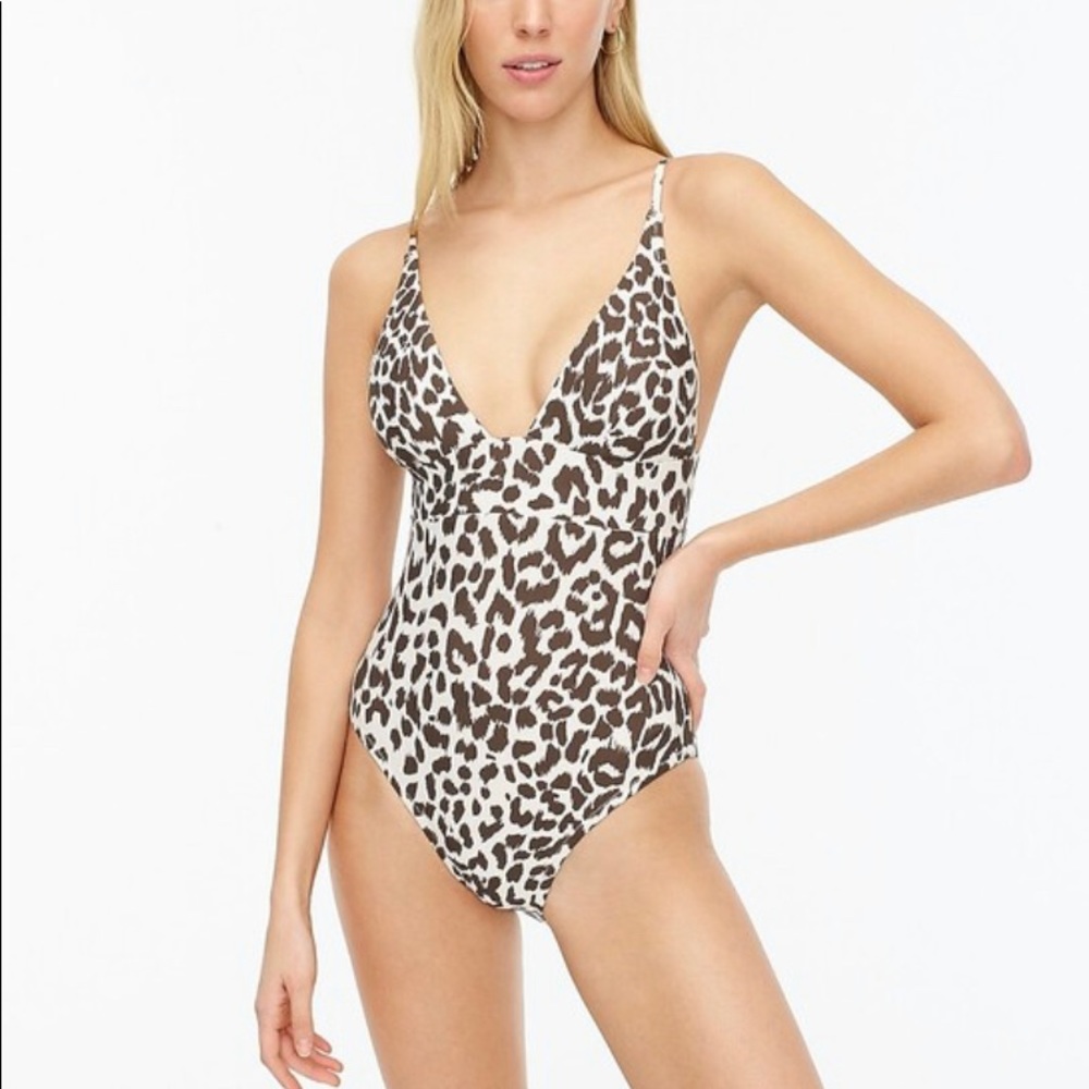J. Crew Leopard Print One-Piece Swimsuit Size 8